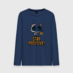 Мужской лонгслив хлопок с принтом Панда позитив в Петрозаводске, 100% хлопок |  | kofe | panda | positive | бодрость | кофе | панда | позитив