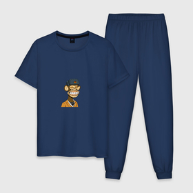 Мужская пижама хлопок с принтом NFT Monkey в Екатеринбурге, 100% хлопок | брюки и футболка прямого кроя, без карманов, на брюках мягкая резинка на поясе и по низу штанин
 | monkey | nft | нфт | обезьяна | токен