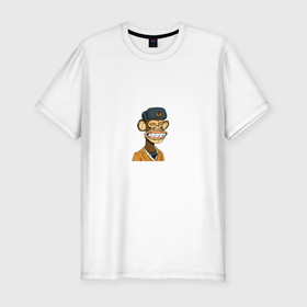 Мужская футболка хлопок Slim с принтом NFT Monkey в Санкт-Петербурге, 92% хлопок, 8% лайкра | приталенный силуэт, круглый вырез ворота, длина до линии бедра, короткий рукав | monkey | nft | нфт | обезьяна | токен