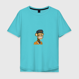 Мужская футболка хлопок Oversize с принтом NFT Monkey , 100% хлопок | свободный крой, круглый ворот, “спинка” длиннее передней части | monkey | nft | нфт | обезьяна | токен