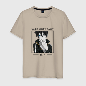 Мужская футболка хлопок с принтом Ято   Yato, Noragami в Санкт-Петербурге, 100% хлопок | прямой крой, круглый вырез горловины, длина до линии бедер, слегка спущенное плечо. | noragami | yato | аниме | бездомный бог | бог | ябоку | ято | яточка | ятти