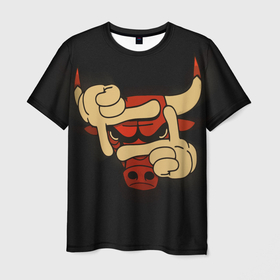 Мужская футболка 3D с принтом Сhicago bulls в Екатеринбурге, 100% полиэфир | прямой крой, круглый вырез горловины, длина до линии бедер | Тематика изображения на принте: chicago bulls | nba | баскетбол | бык | бычек | животное | лого | логотип | чикаго буллз