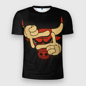Мужская футболка 3D Slim с принтом Сhicago bulls в Новосибирске, 100% полиэстер с улучшенными характеристиками | приталенный силуэт, круглая горловина, широкие плечи, сужается к линии бедра | chicago bulls | nba | баскетбол | бык | бычек | животное | лого | логотип | чикаго буллз