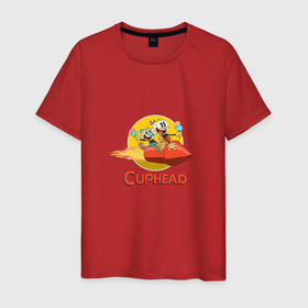 Мужская футболка хлопок с принтом CupheadShow в Тюмени, 100% хлопок | прямой крой, круглый вырез горловины, длина до линии бедер, слегка спущенное плечо. | netflix | игра | капхед | кружек | магмен | сериал | чашек | шоу чашека