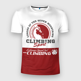 Мужская футболка 3D Slim с принтом Альпинизм   (Climbing) в Курске, 100% полиэстер с улучшенными характеристиками | приталенный силуэт, круглая горловина, широкие плечи, сужается к линии бедра | athlete | carbines | climber | climbing | extreme | travel | альпинизм | альпинист | вершина | горы | карабины | покоритель | промальп | промышленный альпинизм | путешествия | риск | скалолаз | скалы | снаряжение | спорт
