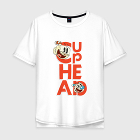 Мужская футболка хлопок Oversize с принтом CupheadShow (БУКВЫ) в Санкт-Петербурге, 100% хлопок | свободный крой, круглый ворот, “спинка” длиннее передней части | netflix | игра | капхед | кружек | магмен | сериал | чашек | шоу чашека