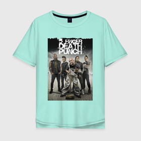 Мужская футболка хлопок Oversize с принтом Five Finger Death Punch в Новосибирске, 100% хлопок | свободный крой, круглый ворот, “спинка” длиннее передней части | dudes | groove metal | group | hype | music | usa | грувметал | группа | сша | хайп | чуваки