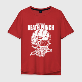 Мужская футболка хлопок Oversize с принтом Five Finger Death Punch   Groove metal в Кировске, 100% хлопок | свободный крой, круглый ворот, “спинка” длиннее передней части | dudes | groove metal | group | hype | music | skull | usa | грувметал | группа | кастет | сша | хайп | череп | чуваки