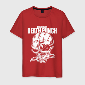 Мужская футболка хлопок с принтом Five Finger Death Punch   Groove metal в Екатеринбурге, 100% хлопок | прямой крой, круглый вырез горловины, длина до линии бедер, слегка спущенное плечо. | dudes | groove metal | group | hype | music | skull | usa | грувметал | группа | кастет | сша | хайп | череп | чуваки