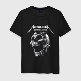 Мужская футболка хлопок с принтом Metallica   Death Magnetic в Новосибирске, 100% хлопок | прямой крой, круглый вырез горловины, длина до линии бедер, слегка спущенное плечо. | death | hype | jaw | magnetic | metal | metallica | skull | teeth | thrash metal | usa | зубы | магнетизм | пасть | сша | трэш метал | хайп | череп