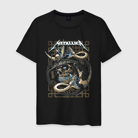 Мужская футболка хлопок с принтом Metallica   Skull  Snake в Новосибирске, 100% хлопок | прямой крой, круглый вырез горловины, длина до линии бедер, слегка спущенное плечо. | hype | jaw | metal | metallica | skull | snake | teeth | thrash metal | usa | змея | зубы | магнетизм | пасть | сша | трэшметал | хайп | череп
