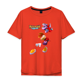 Мужская футболка хлопок Oversize с принтом Rayman в прыжке в Курске, 100% хлопок | свободный крой, круглый ворот, “спинка” длиннее передней части | Тематика изображения на принте: legends | rayman | rayman legends | глобокс | рейман | рэйман | рэймэн
