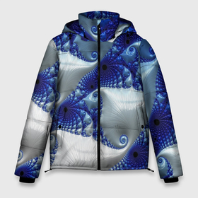 Мужская зимняя куртка 3D с принтом Абстрактные морские ракушки в Санкт-Петербурге, верх — 100% полиэстер; подкладка — 100% полиэстер; утеплитель — 100% полиэстер | длина ниже бедра, свободный силуэт Оверсайз. Есть воротник-стойка, отстегивающийся капюшон и ветрозащитная планка. 

Боковые карманы с листочкой на кнопках и внутренний карман на молнии. | абстрактные морские ракушки | калейдоскоп | лето | море | морское | ракушки | спирали | узор