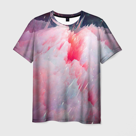 Мужская футболка 3D с принтом Абстрактный яркий космос , 100% полиэфир | прямой крой, круглый вырез горловины, длина до линии бедер | Тематика изображения на принте: абстрактный яркий космос | брызг | дым | иглы | иголки | космос | острое | розовый дым