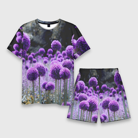 Мужской костюм с шортами 3D с принтом Цветущая лесная поляна в Новосибирске,  |  | лес | лук | поляна | цветение | цветущая лесная поляна | цветущий лук | цветы