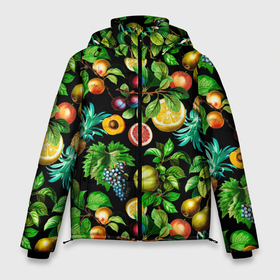 Мужская зимняя куртка 3D с принтом Сочные фрукты   персик, груша, слива, ананас , верх — 100% полиэстер; подкладка — 100% полиэстер; утеплитель — 100% полиэстер | длина ниже бедра, свободный силуэт Оверсайз. Есть воротник-стойка, отстегивающийся капюшон и ветрозащитная планка. 

Боковые карманы с листочкой на кнопках и внутренний карман на молнии. | ананас | гранат | груша | лето | персик | слива | фрукты