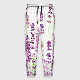 Мужские брюки 3D с принтом Цветы Лаванды акварелью в Тюмени, 100% полиэстер | манжеты по низу, эластичный пояс регулируется шнурком, по бокам два кармана без застежек, внутренняя часть кармана из мелкой сетки | flowers | lavender | spring | summer | watercolor | акварель | акварельные цветы | букет | бутоны | весна | ветви | ветки | лаванда | лавандовое поле | лепестки | лето | листья | нарисованные цветы | поляна | природа