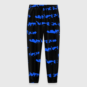 Мужские брюки 3D с принтом Полосатый синий с черным как водяной тигр в Белгороде, 100% полиэстер | манжеты по низу, эластичный пояс регулируется шнурком, по бокам два кармана без застежек, внутренняя часть кармана из мелкой сетки | Тематика изображения на принте: abstraction | black background | blue | bright | pattern | stripes | texture | water tiger | year of the blue tiger | year of the tiger | абстракция | водяной тигр | год  голубого  тигра | год тигра | паттерн | полосы | синие | текстура | черный фон | ярк