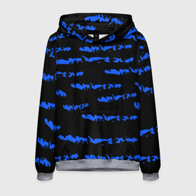 Мужская толстовка 3D с принтом Полосатый синий с черным как водяной тигр в Екатеринбурге, 100% полиэстер | двухслойный капюшон со шнурком для регулировки, мягкие манжеты на рукавах и по низу толстовки, спереди карман-кенгуру с мягким внутренним слоем. | Тематика изображения на принте: abstraction | black background | blue | bright | pattern | stripes | texture | water tiger | year of the blue tiger | year of the tiger | абстракция | водяной тигр | год  голубого  тигра | год тигра | паттерн | полосы | синие | текстура | черный фон | ярк