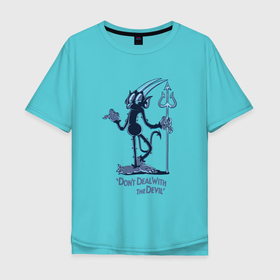 Мужская футболка хлопок Oversize с принтом Дьявол (капхед) в Тюмени, 100% хлопок | свободный крой, круглый ворот, “спинка” длиннее передней части | netflix | дьявол | игра | капхед | магмен | сериал | чашек | шоу чашека