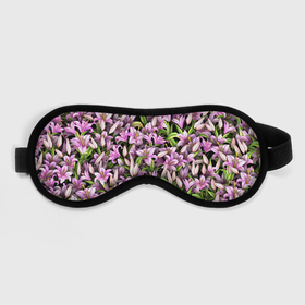 Маска для сна 3D с принтом Лилии цветут , внешний слой — 100% полиэфир, внутренний слой — 100% хлопок, между ними — поролон |  | Тематика изображения на принте: 8 марта | букет | клумба | лилия | паттерн | цветочки | цветы