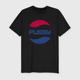 Мужская футболка хлопок Slim с принтом Pepsi Pussy в Тюмени, 92% хлопок, 8% лайкра | приталенный силуэт, круглый вырез ворота, длина до линии бедра, короткий рукав | memes | pepsi | pussy | rofl | логотип | мем | прикол | шутка