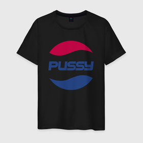 Мужская футболка хлопок с принтом Pepsi Pussy в Тюмени, 100% хлопок | прямой крой, круглый вырез горловины, длина до линии бедер, слегка спущенное плечо. | memes | pepsi | pussy | rofl | логотип | мем | прикол | шутка