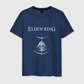 Мужская футболка хлопок с принтом Elden Ring logotype в Белгороде, 100% хлопок | прямой крой, круглый вырез горловины, длина до линии бедер, слегка спущенное плечо. | 