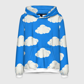 Мужская толстовка 3D с принтом Облака на небе в Тюмени, 100% полиэстер | двухслойный капюшон со шнурком для регулировки, мягкие манжеты на рукавах и по низу толстовки, спереди карман-кенгуру с мягким внутренним слоем. | 3d | 3д | blue | shirt | sky | куртка | небо | новинка | облака | рюкзак | сильный | синий | толстовка | футболка | худи | яркий