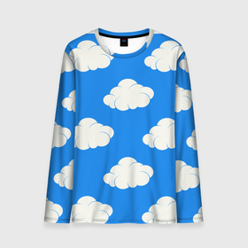 Мужской лонгслив 3D с принтом Облака на небе в Кировске, 100% полиэстер | длинные рукава, круглый вырез горловины, полуприлегающий силуэт | 3d | 3д | blue | shirt | sky | куртка | небо | новинка | облака | рюкзак | сильный | синий | толстовка | футболка | худи | яркий