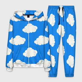 Мужской костюм 3D с принтом Облака на небе в Новосибирске, 100% полиэстер | Манжеты и пояс оформлены тканевой резинкой, двухслойный капюшон со шнурком для регулировки, карманы спереди | 3d | 3д | blue | shirt | sky | куртка | небо | новинка | облака | рюкзак | сильный | синий | толстовка | футболка | худи | яркий
