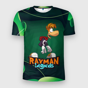 Мужская футболка 3D Slim с принтом Rayman Legends Green в Кировске, 100% полиэстер с улучшенными характеристиками | приталенный силуэт, круглая горловина, широкие плечи, сужается к линии бедра | globox | rayman | rayman legends | глобокс | реймен | рэйман | рэймэн | человечек