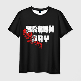 Мужская футболка 3D с принтом Green day Цветы в Екатеринбурге, 100% полиэфир | прямой крой, круглый вырез горловины, длина до линии бедер | american idiot | green day | heavy metal | metal | rock | альтернатива | грин дэй | группа | метал | музыка | рок | трэш метал | хеви метал | цветы