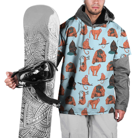 Накидка на куртку 3D с принтом Обезьянки паттерн в Тюмени, 100% полиэстер |  | Тематика изображения на принте: африка | горилла | животные | зоопарк | обезьяна на ветке | обезьяны | паттерн | приматы | сафари
