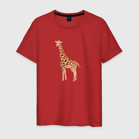 Мужская футболка хлопок с принтом Любопытный жираф , 100% хлопок | прямой крой, круглый вырез горловины, длина до линии бедер, слегка спущенное плечо. | африка | африканские животные | животные | жираф | экзотические животны