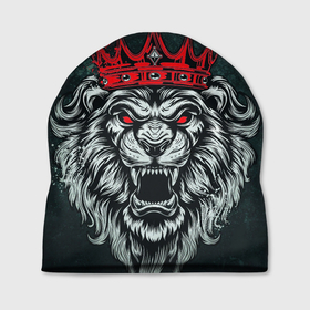 Шапка 3D с принтом Королевский лев | Lion в Тюмени, 100% полиэстер | универсальный размер, печать по всей поверхности изделия | lion | животные | звери | корона | лев | леон | лион | львы | хищник | царь зверей