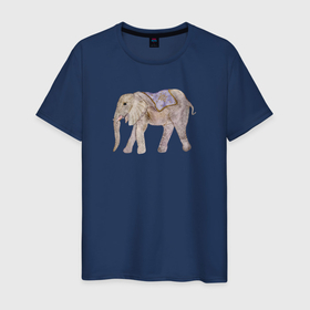 Мужская футболка хлопок с принтом Африканский слон в попоне , 100% хлопок | прямой крой, круглый вырез горловины, длина до линии бедер, слегка спущенное плечо. | африканский слон | животные | звери | слон | слоник