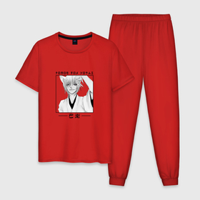 Мужская пижама хлопок с принтом Kamisama Hajimemashita, Томоэ лис ёкай в Екатеринбурге, 100% хлопок | брюки и футболка прямого кроя, без карманов, на брюках мягкая резинка на поясе и по низу штанин
 | Тематика изображения на принте: tomoe | аниме | бог | очень приятно | томоэ