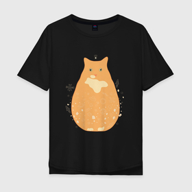 Мужская футболка хлопок Oversize с принтом Размышления о космосе в Екатеринбурге, 100% хлопок | свободный крой, круглый ворот, “спинка” длиннее передней части | tiktok | блинчик | блогеры | животные | космос | кот | котблинчик | коты | медитация | планеты | ракета | спутник | тикток