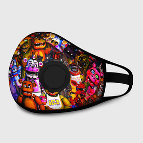 Маска из неопрена с принтом Fnaf UCN в Курске, неопрен 100% | Форма огибающая нос. Резинки для ушей с дополнительной резинкой на затылке. Клапан для выдоха для активного дыхания при занятиях спортом. Эластичный материал маски и окантовки для лучшего растяжения и прилегания маски.  | chica | five nights at freddys | five nigts | fnaf | foxy | mangle | ucn | ultimate custom night | мангл | полностью настраиваемая ночь | пять ночей у фредди | фнаф | фокси | фредди | фреди | чика