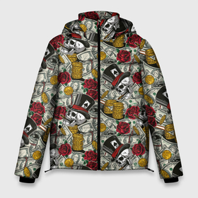 Мужская зимняя куртка 3D с принтом Азартные Игры (Казино) в Белгороде, верх — 100% полиэстер; подкладка — 100% полиэстер; утеплитель — 100% полиэстер | длина ниже бедра, свободный силуэт Оверсайз. Есть воротник-стойка, отстегивающийся капюшон и ветрозащитная планка. 

Боковые карманы с листочкой на кнопках и внутренний карман на молнии. | 777 | cards | casino | chips | flash | fortune | game | jackpot | joker | luck | omaha | poker | roulette | straight | texas holdem | азарт | гангстер | деньги | джекпот | джокер | доллары | игра | казино | карты | куш | лас вегас | масти | мафия | покер 