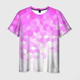 Мужская футболка 3D с принтом 3D ромб розовый , 100% полиэфир | прямой крой, круглый вырез горловины, длина до линии бедер | 3d | 3д | pink | белый | геометрический | геометрия | розовый | ромб | фигура | фиолетовый