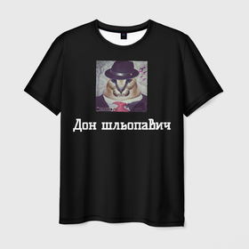 Мужская футболка 3D с принтом шлёпа гангстер в Белгороде, 100% полиэфир | прямой крой, круглый вырез горловины, длина до линии бедер | big floppa | мем | пельмени | популярное | шлёпа