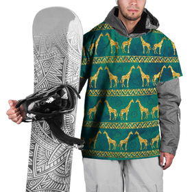 Накидка на куртку 3D с принтом Золотые жирафы (паттерн) в Кировске, 100% полиэстер |  | Тематика изображения на принте: африка | жираф | жирафы | золото | паттерн