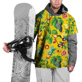 Накидка на куртку 3D с принтом Лето. Фрукты , 100% полиэстер |  | Тематика изображения на принте: ананас | виноград | гранат | груша | груши | лето | лимон | листья | паттерн | фрукты