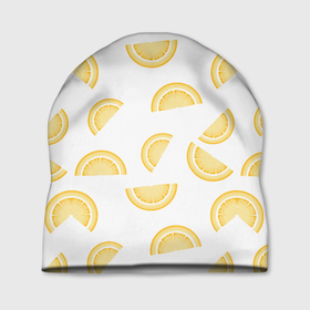 Шапка 3D с принтом Дольки лимона в Белгороде, 100% полиэстер | универсальный размер, печать по всей поверхности изделия | вкусно | вкусняшка | внусный | дольки | еда | желтый | лимон | лимончик | лимоны | паттерн | фрукт | фрукты