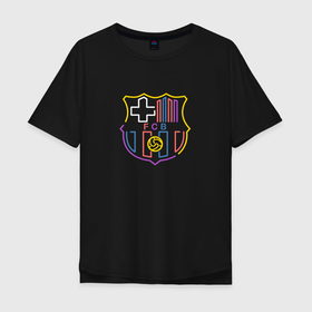 Мужская футболка хлопок Oversize с принтом FC Barcelona   Multicolor 2022 в Кировске, 100% хлопок | свободный крой, круглый ворот, “спинка” длиннее передней части | Тематика изображения на принте: 0x000000123 | barcelona | camp nou | fcb | барселона