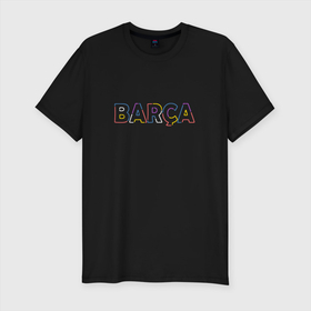 Мужская футболка хлопок Slim с принтом FC Barcelona   Multicolor 2022 (Barca) в Екатеринбурге, 92% хлопок, 8% лайкра | приталенный силуэт, круглый вырез ворота, длина до линии бедра, короткий рукав | 0x000000123 | barcelona | camp nou | fcb | барселона