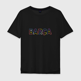 Мужская футболка хлопок Oversize с принтом FC Barcelona   Multicolor 2022 (Barca) в Петрозаводске, 100% хлопок | свободный крой, круглый ворот, “спинка” длиннее передней части | Тематика изображения на принте: 0x000000123 | barcelona | camp nou | fcb | барселона