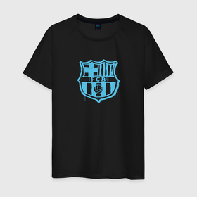 Мужская футболка хлопок с принтом FC Barcelona   Light Blue Paint (2022) в Санкт-Петербурге, 100% хлопок | прямой крой, круглый вырез горловины, длина до линии бедер, слегка спущенное плечо. | 0x000000123 | barcelona | fcb | nou camp | барселона
